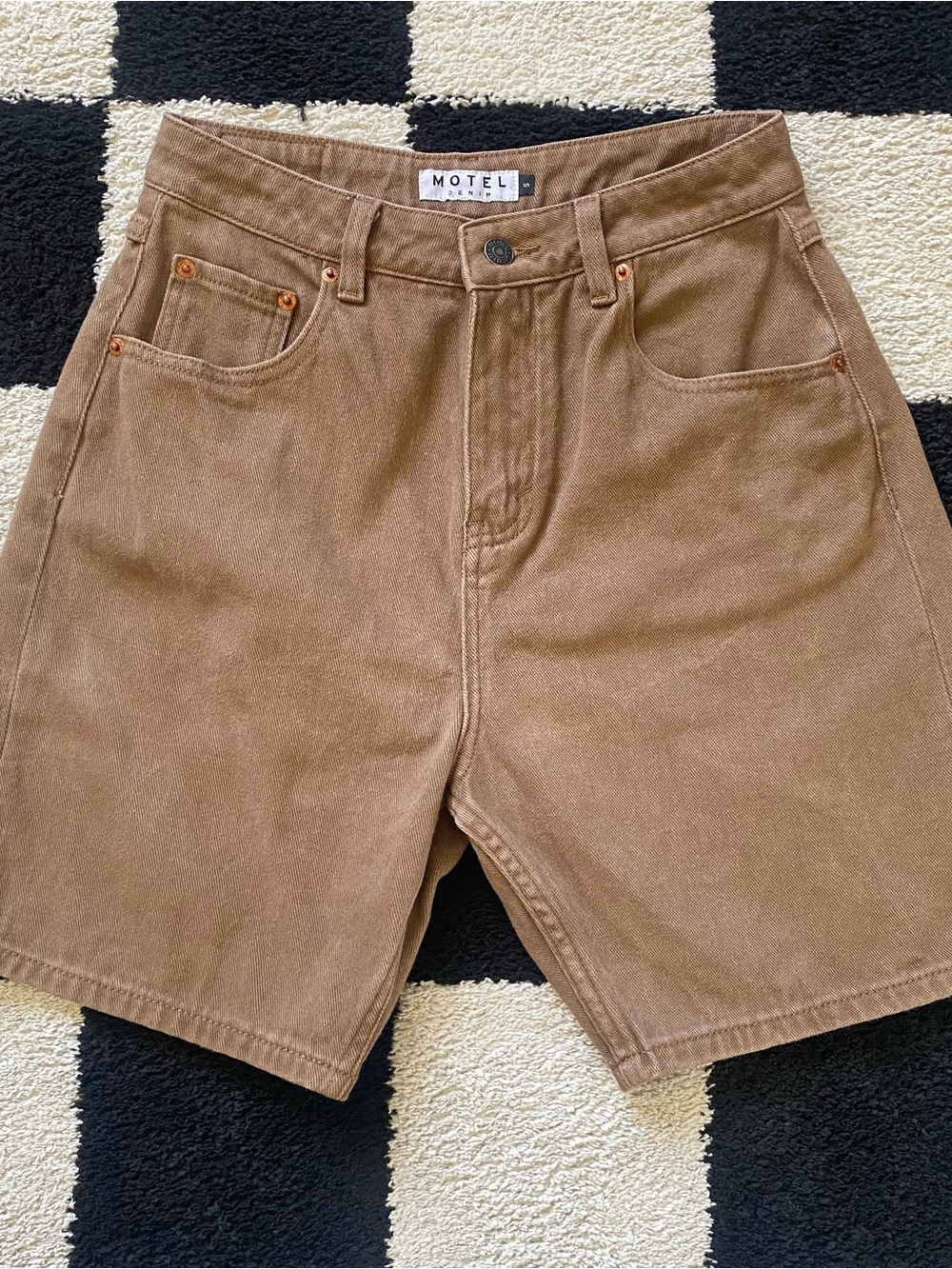 Motel Rocks Brown Denim Shorts